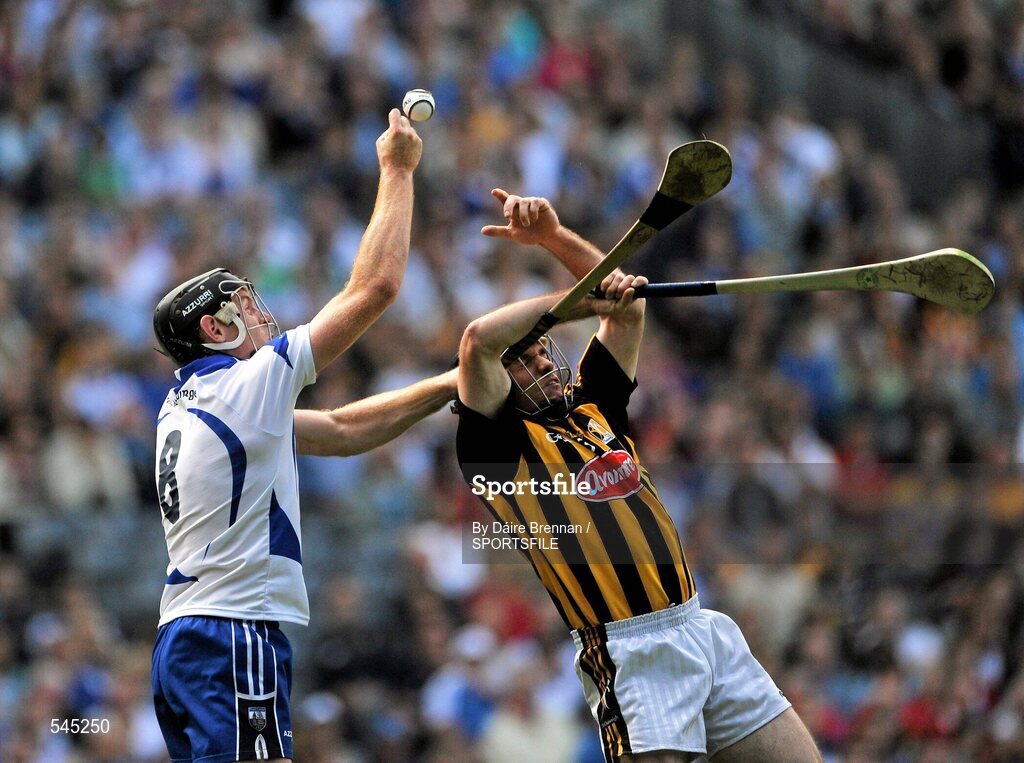 7 August 2011; Kevin Moran, Waterford, in action against Noel Hickey, Kilkenny. GAA Hurling All-Ireland Senior Championship Semi-Final, Kilkenny v Waterford, Croke Park, Dublin. Picture credit: Daire Brennan / SPORTSFILE