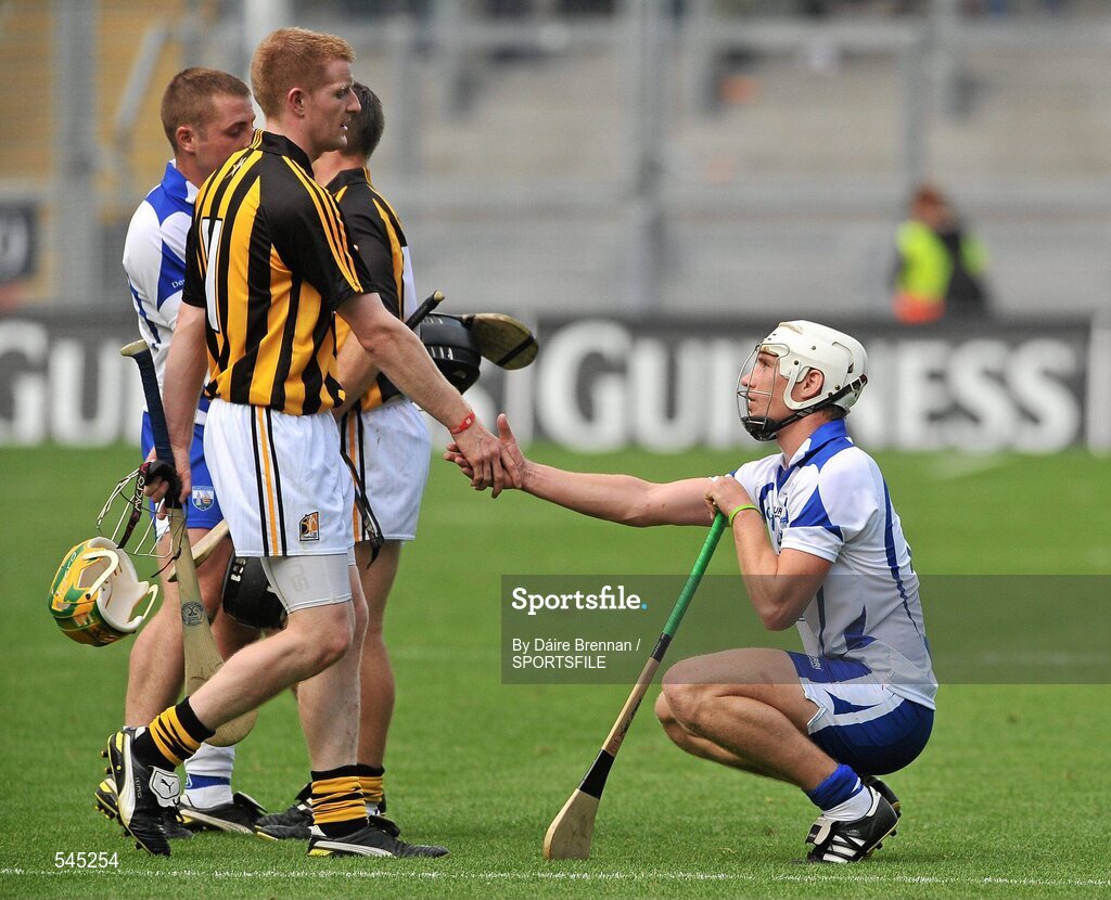 7 August 2011; Richie Power, Kilkenny, shakes hands with Richie Foley, Waterford, after the game. GAA Hurling All-Ireland Senior Championship Semi-Final, Kilkenny v Waterford, Croke Park, Dublin. Picture credit: Daire Brennan / SPORTSFILE