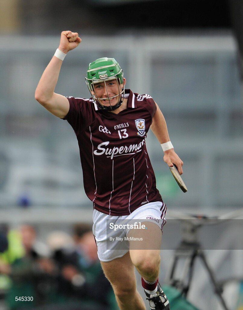 7 August 2011; Gerald O'Donoghue celebrates scoring a last minute goal for Galway to level the game in normal time. GAA Hurling All-Ireland Minor Championship Semi-Final, Clare v Galway, Croke Park, Dublin. Picture credit: Ray McManus / SPORTSFILE