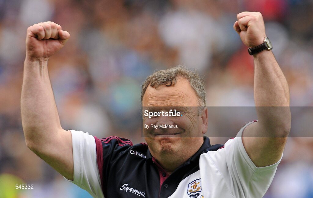 7 August 2011; The Galway manager Mattie Murphy celebrates after the game. GAA Hurling All-Ireland Minor Championship Semi-Final, Clare v Galway, Croke Park, Dublin. Picture credit: Ray McManus / SPORTSFILE
