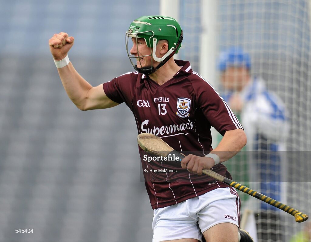7 August 2011; Gerald O'Donoghue celebrates scoring a last minute goal, for Galway, to level the game in normal time. GAA Hurling All-Ireland Minor Championship Semi-Final, Clare v Galway, Croke Park, Dublin. Picture credit: Ray McManus / SPORTSFILE
