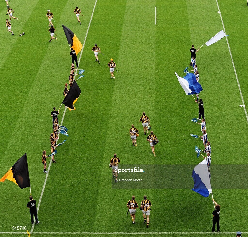 7 August 2011; The Kilkenny team run out onto the pitch before the game. GAA Hurling All-Ireland Senior Championship Semi-Final, Kilkenny v Waterford, Croke Park, Dublin. Picture credit: Brendan Moran / SPORTSFILE