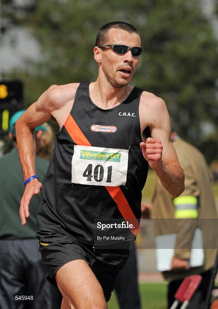 6 August 2011; Mark Kenneally, from Clonliffe Harriers AC, on his way to victory in the Men's 10,000m Final event at the Woodie's DIY AAI Senior Track & Field Championships. Morton Stadium, Santry, Co. Dublin. Picture credit: Pat Murphy / SPORTSFILE