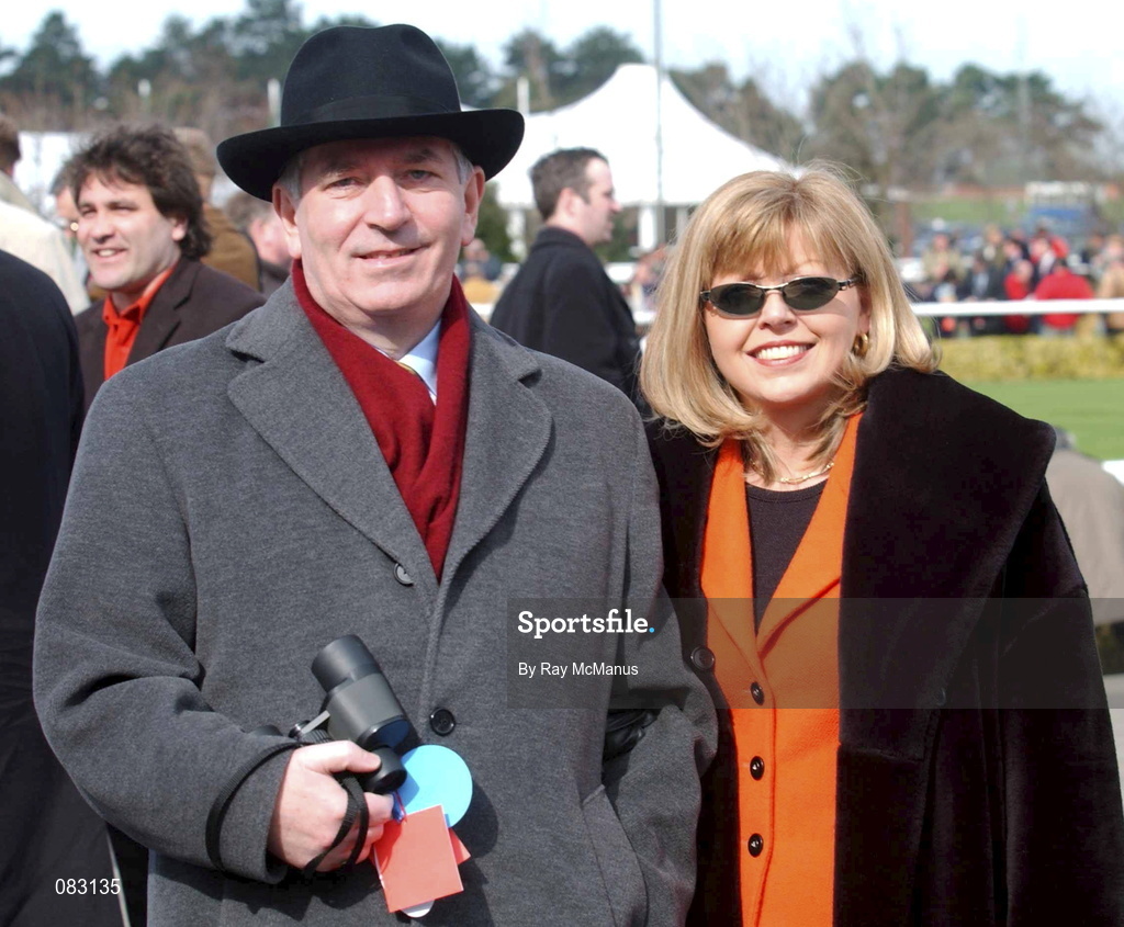 12 March 2002; Minister for Finance Charlie McCreevey, TD and his wife Noeleen during Day One of the Cheltenham Racing Festival at Prestbury Park in Cheltenham, England. Photo by Ray McManus/Sportsfile