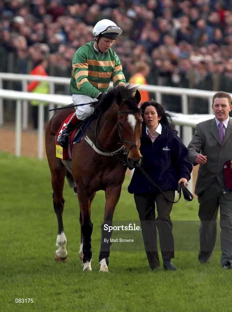 12 March 2002; Istabraq with Charlie Swan up makes his way back to the stand during Day One of the Cheltenham Racing Festival at Prestbury Park in Cheltenham, England. Photo by Matt Browne/Sportsfile