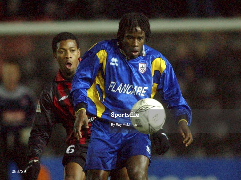 15 March 2002; Eric Levine of Longford Town during the Eircom League Premier Division match between Bohemians and Longford Town at Dalymount Park in Dublin. Photo by Ray McManus/Sportsfile