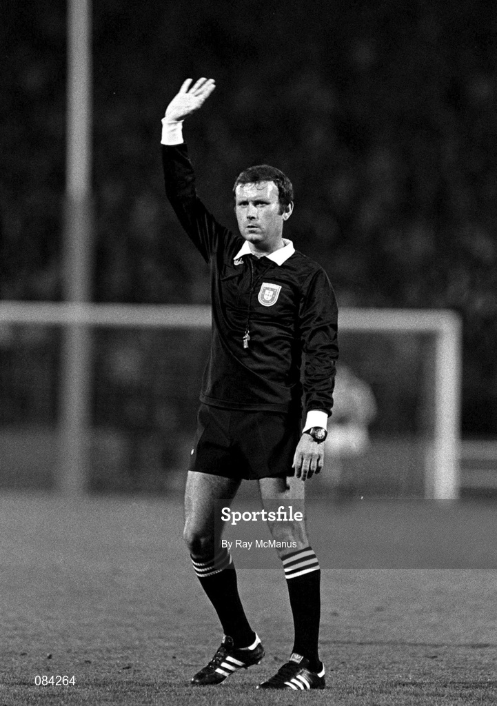 25 March 1981; Portuguese referee Raul Nazare during the Fifa World Cup Group 2 Qualifying match between Belgium and Republic of Ireland at Heysel Stadium in Brussels, Belgium. Photo by Ray McManus/Sportsfile