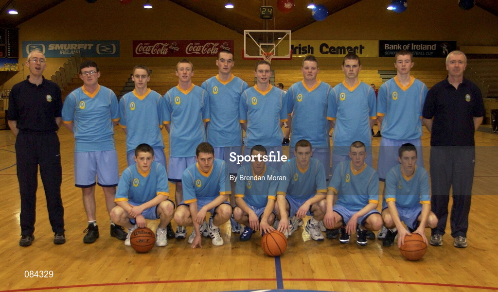 24 March 2002; The Mercy Mounthawk team during the ESB Men's National Championships Final between Frosties Tigers Tralee and Dart Killester at the National Exhibition Centre in Killarney, Kerry. Photo by Brendan Moran/Sportsfile