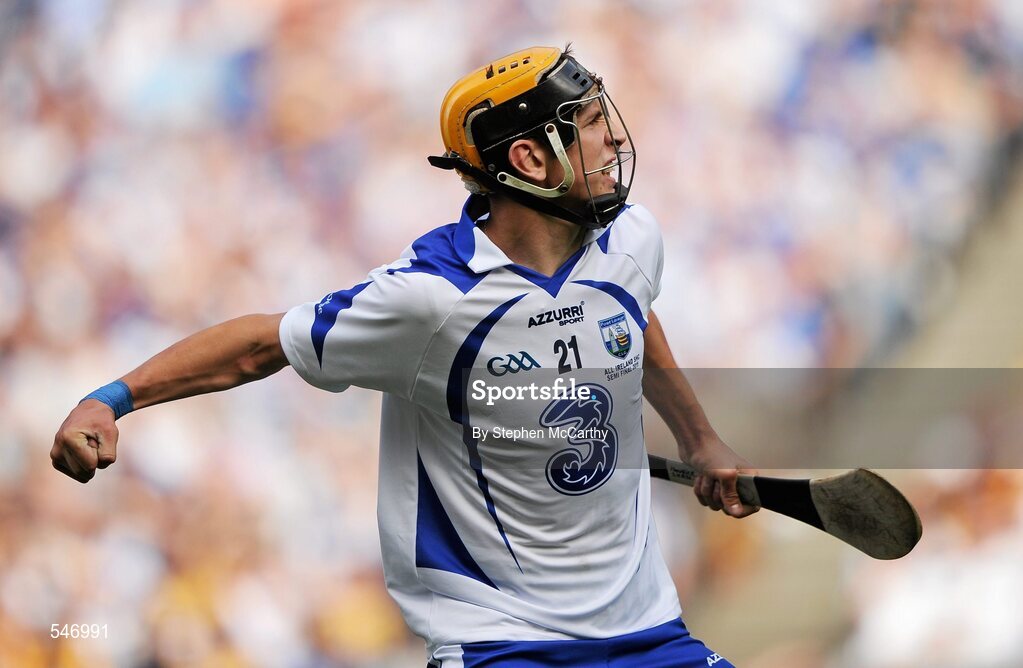 7 August 2011; Maurice Shanahan, Waterford, celebrates a score. GAA Hurling All-Ireland Senior Championship Semi-Final, Kilkenny v Waterford, Croke Park, Dublin. Picture credit: Stephen McCarthy / SPORTSFILE