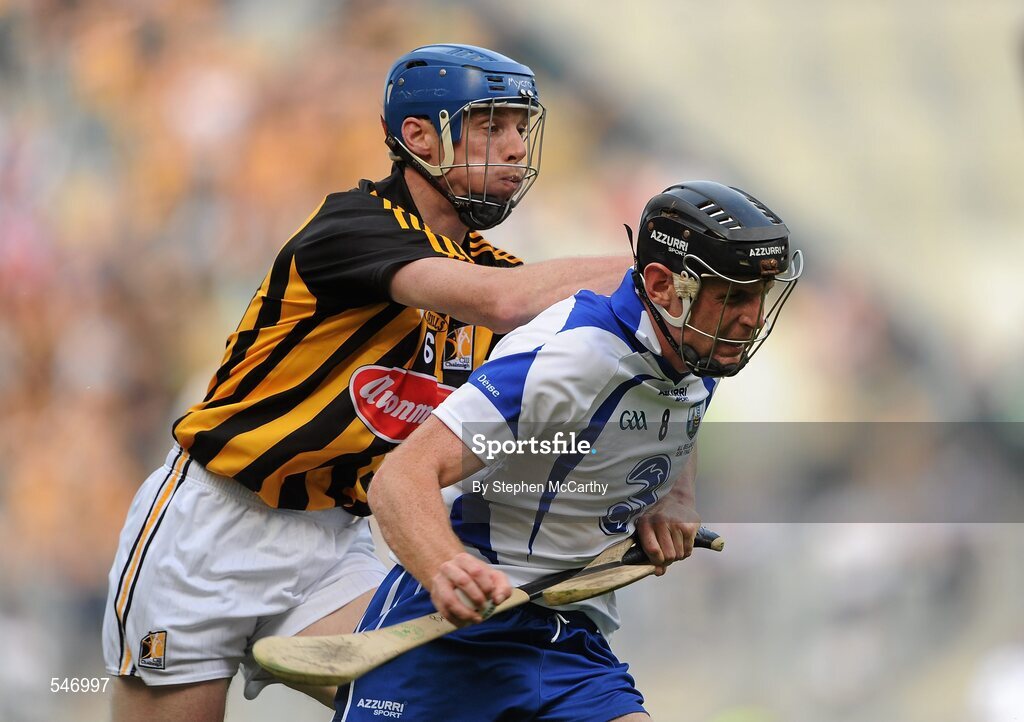7 August 2011; Kevin Moran, Waterford, is tackled by Brian Hogan, Kilkenny. GAA Hurling All-Ireland Senior Championship Semi-Final, Kilkenny v Waterford, Croke Park, Dublin. Picture credit: Stephen McCarthy / SPORTSFILE