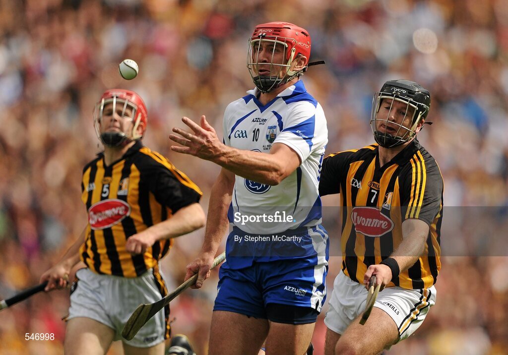 7 August 2011; Seamus Prendergast, Waterford, in action against Tommy Walsh, left, and JJ Delaney, Kilkenny. GAA Hurling All-Ireland Senior Championship Semi-Final, Kilkenny v Waterford, Croke Park, Dublin. Picture credit: Stephen McCarthy / SPORTSFILE