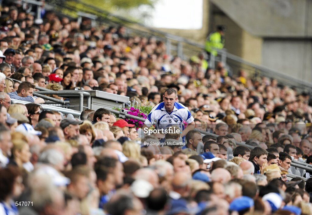 7 August 2011; Eoin Kelly, Waterford, take his seat on the substitutes bench during the second half. GAA Hurling All-Ireland Senior Championship Semi-Final, Kilkenny v Waterford, Croke Park, Dublin. Picture credit: Stephen McCarthy / SPORTSFILE
