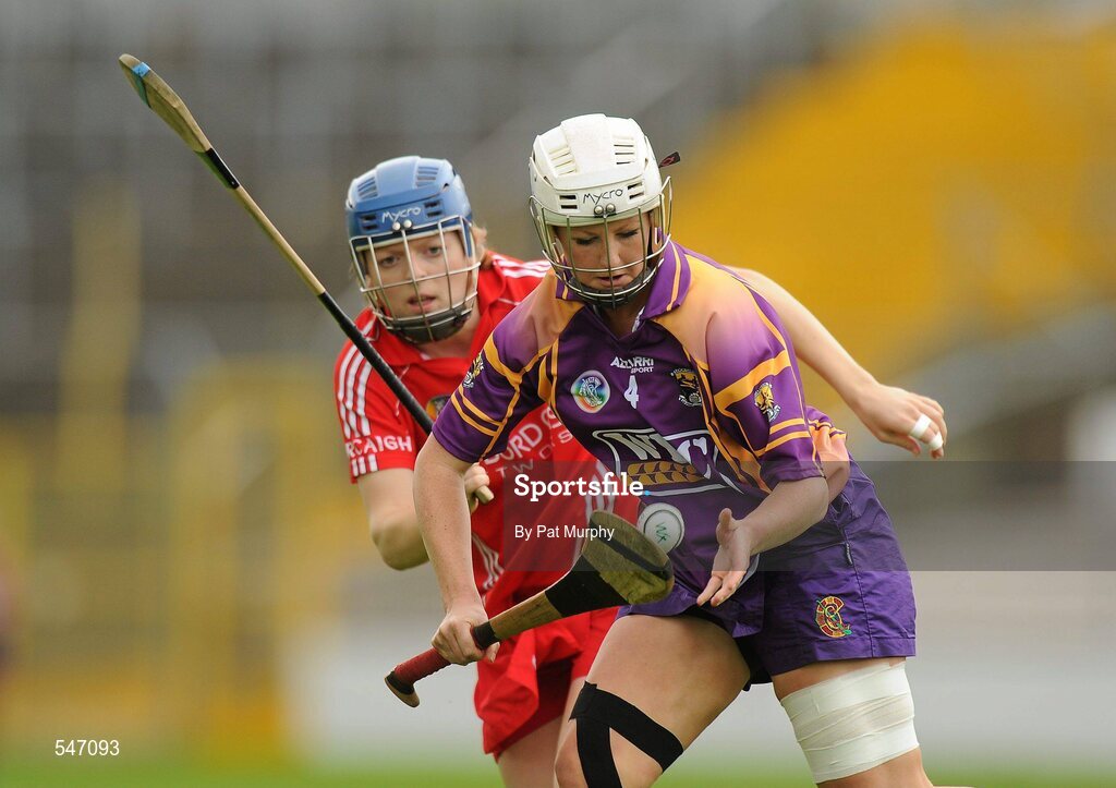 13 August 2011; Karen Atkinson, Wexford, in action against Joanne Casey, Cork. All-Ireland Senior Camogie Championship Semi-Final in association with RTE Sport, Cork v Wexford, Nowlan Park, Kilkenny. Picture credit: Pat Murphy / SPORTSFILE