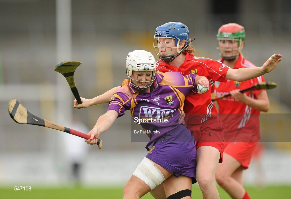 13 August 2011; Karen Atkinson, Wexford, in action against Joanne Casey, Cork. All-Ireland Senior Camogie Championship Semi-Final in association with RTE Sport, Cork v Wexford, Nowlan Park, Kilkenny. Picture credit: Pat Murphy / SPORTSFILE