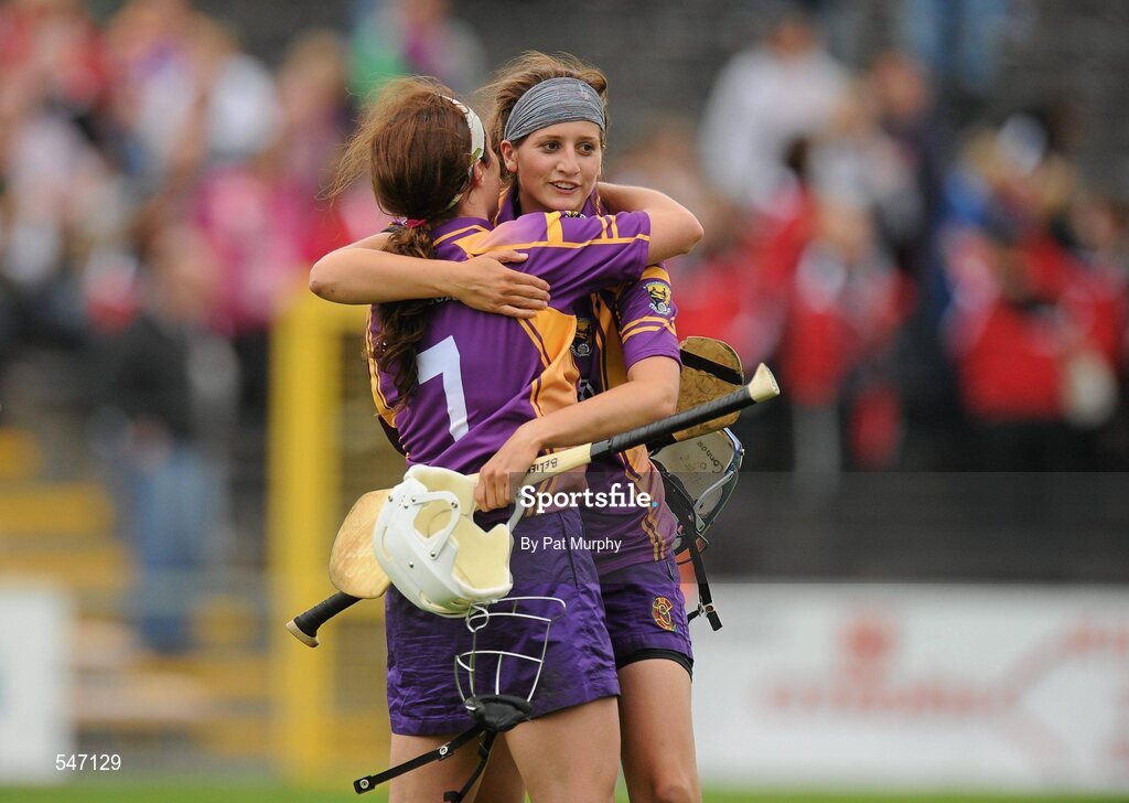 13 August 2011; Wexford's Mags D'Arcy and Aoife O'Connor, left, celebrate after the game. All-Ireland Senior Camogie Championship Semi-Final in association with RTE Sport, Cork v Wexford, Nowlan Park, Kilkenny. Picture credit: Pat Murphy / SPORTSFILE
