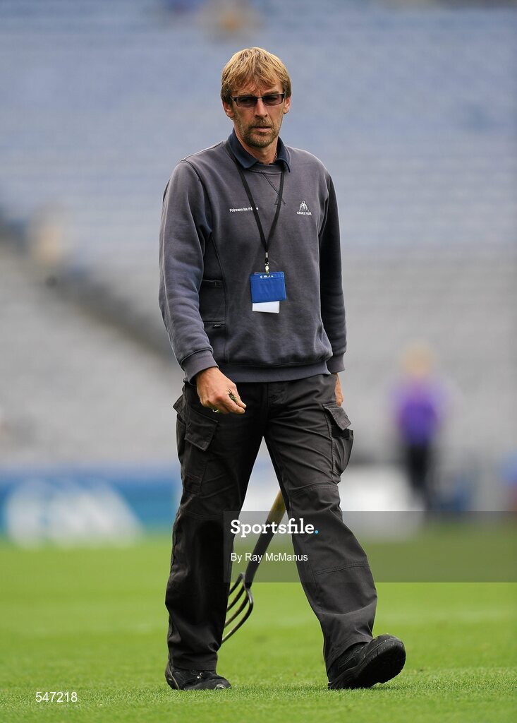 7 August 2011; Senior groundsman Robert Ellis walks the pitch. GAA Hurling All-Ireland Senior Championship Semi-Final, Kilkenny v Waterford, Croke Park, Dublin. Picture credit: Ray McManus / SPORTSFILE