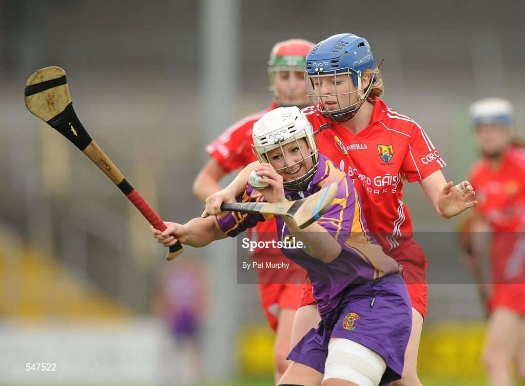 13 August 2011; Karen Atkinson, Wexford, in action against Joanne Casey, Cork. All-Ireland Senior Camogie Championship Semi-Final in association with RTE Sport, Cork v Wexford, Nowlan Park, Kilkenny. Picture credit: Pat Murphy / SPORTSFILE