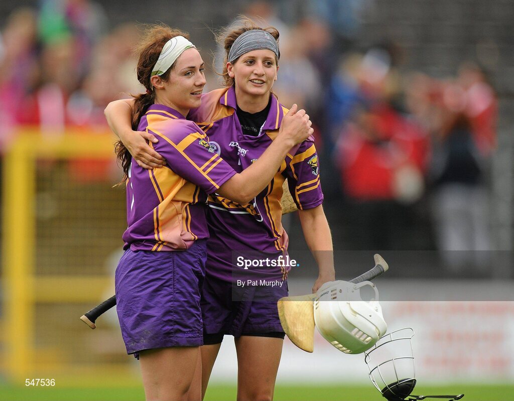 13 August 2011; Wexford's Mags D'Arcy and Aoife O'Connor, left, celebrate after the game. All-Ireland Senior Camogie Championship Semi-Final in association with RTE Sport, Cork v Wexford, Nowlan Park, Kilkenny. Picture credit: Pat Murphy / SPORTSFILE