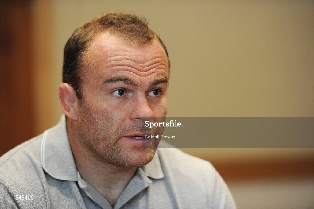 17 August 2011; France's Jean Baptiste Poux during a press conference ahead of his side's Rugby World Cup warm-up game against Ireland on Saturday. France Rugby Squad Press Conference, Johnstown House Hotel, Enfield, Co. Meath. Picture credit: Matt Browne / SPORTSFILE