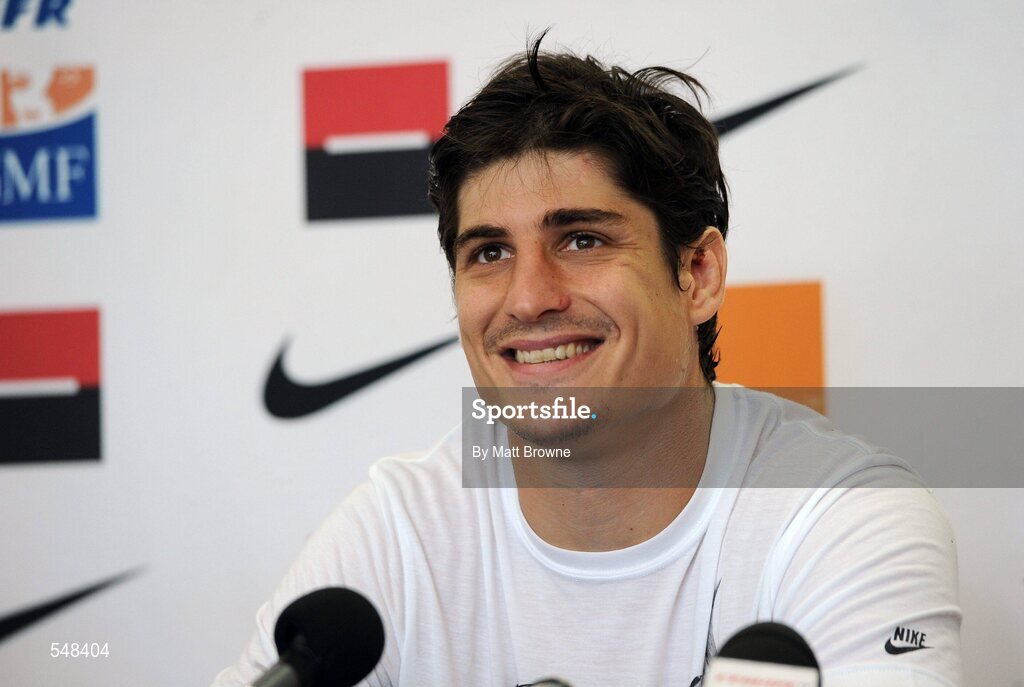 17 August 2011; France's David Skrela during a press conference ahead of his side's Rugby World Cup warm-up game against Ireland on Saturday. France Rugby Squad Press Conference, Johnstown House Hotel, Enfield, Co. Meath. Picture credit: Matt Browne / SPORTSFILE