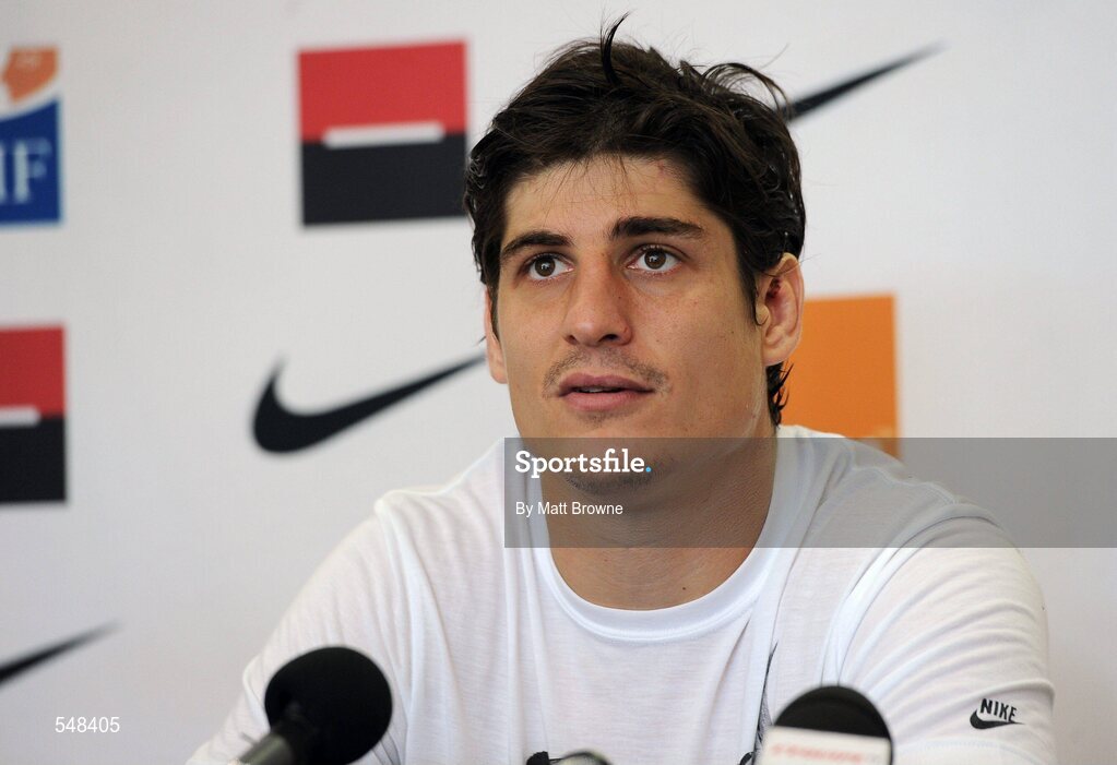 17 August 2011; France's David Skrela during a press conference ahead of his side's Rugby World Cup warm-up game against Ireland on Saturday. France Rugby Squad Press Conference, Johnstown House Hotel, Enfield, Co. Meath. Picture credit: Matt Browne / SPORTSFILE