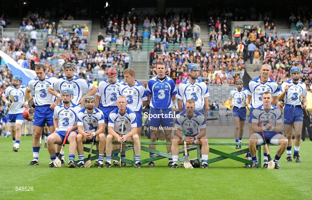 7 August 2011; The Waterford players prepare for the traditional team photograph. GAA Hurling All-Ireland Senior Championship Semi-Final, Kilkenny v Waterford, Croke Park, Dublin. Picture credit: Ray McManus / SPORTSFILE