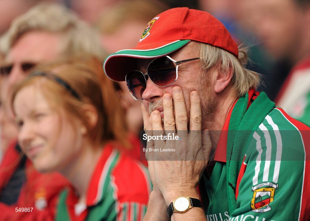21 August 2011; Mayo supporters toward the end of the match. GAA Football All-Ireland Senior Championship Semi-Final, Mayo v Kerry, Croke Park, Dublin. Picture credit: Brian Lawless / SPORTSFILE