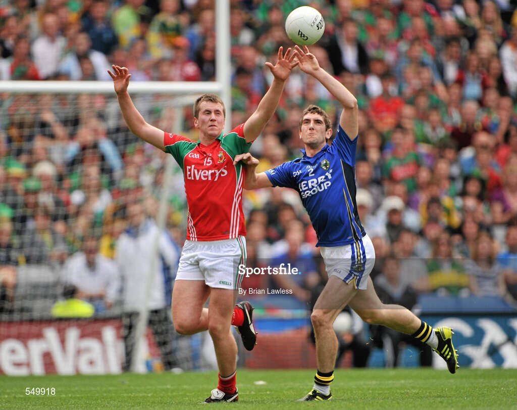 21 August 2011; Cillian O'Connor, Mayo, in action against Killian Young, Kerry. GAA Football All-Ireland Senior Championship Semi-Final, Mayo v Kerry, Croke Park, Dublin. Picture credit: Brian Lawless / SPORTSFILE