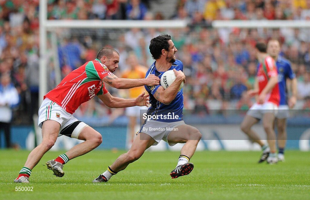 21 August 2011; Paul Galvin, Kerry, in action against Trevor Mortimer, Mayo. GAA Football All-Ireland Senior Championship Semi-Final, Mayo v Kerry, Croke Park, Dublin. Picture credit: Brendan Moran / SPORTSFILE