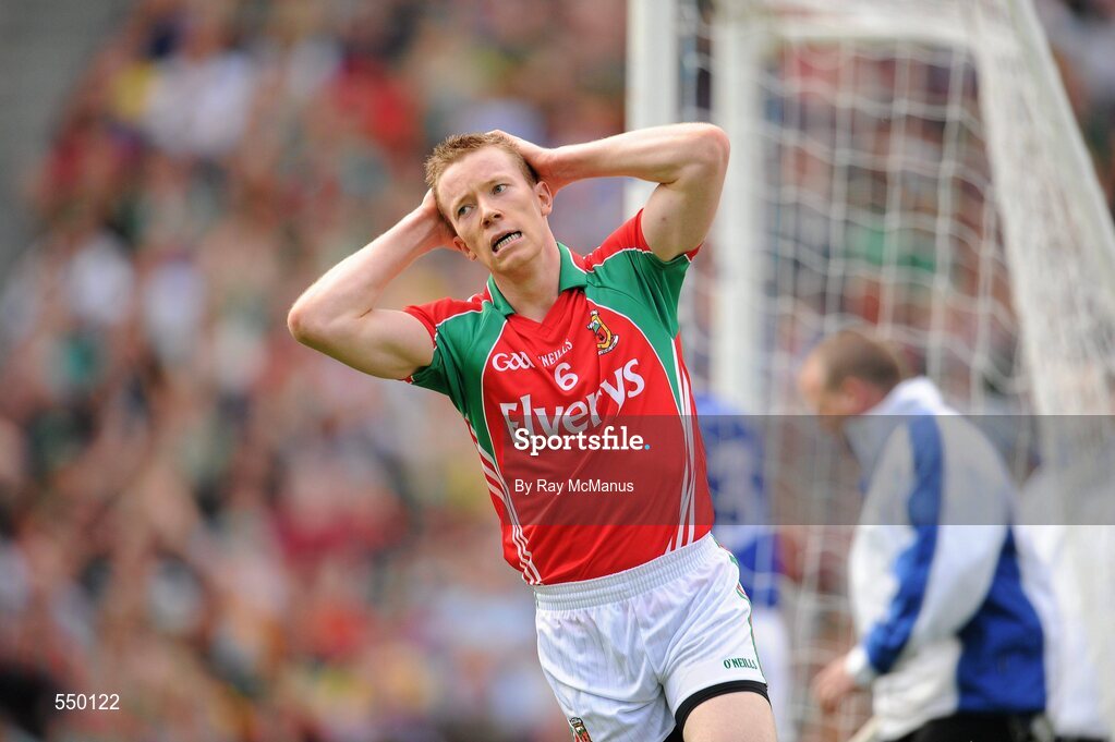 21 August 2011; Donal Vaughan, Mayo, shows his disappointment after scoring a point rather than a goal during the second half. GAA Football All-Ireland Senior Championship Semi-Final, Mayo v Kerry, Croke Park, Dublin. Picture credit: Ray McManus / SPORTSFILE