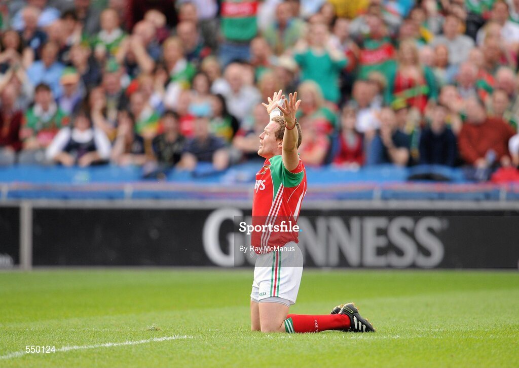 21 August 2011; Donal Andy Moran, Mayo, calls on the referee to award a penalty during the second half. GAA Football All-Ireland Senior Championship Semi-Final, Mayo v Kerry, Croke Park, Dublin. Picture credit: Ray McManus / SPORTSFILE