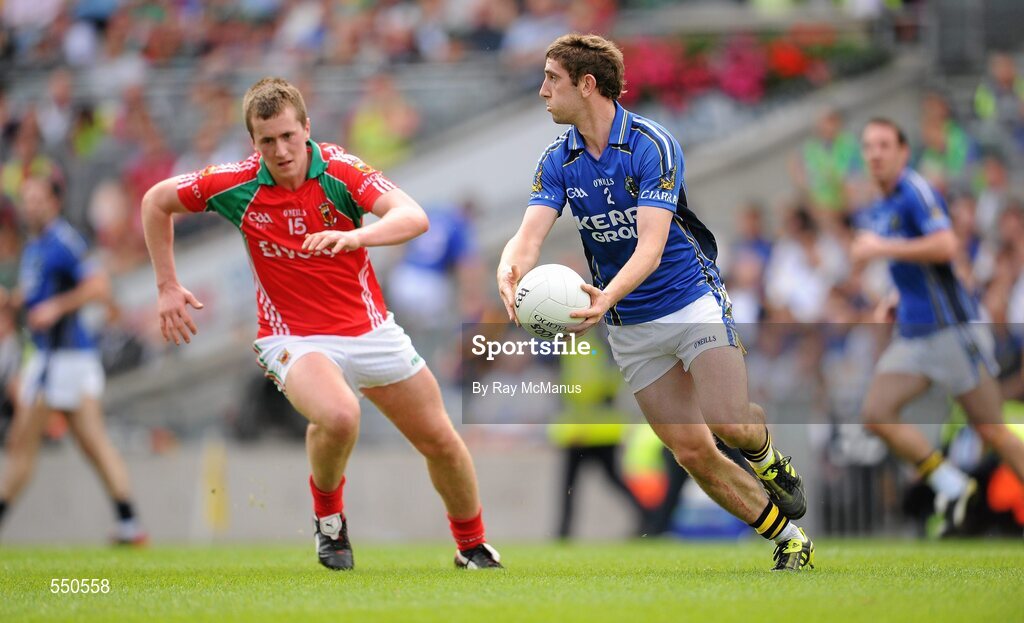 21 August 2011; Killian Young, Kerry, in action against Cillian O'Connor, Mayo. GAA Football All-Ireland Senior Championship Semi-Final, Mayo v Kerry, Croke Park, Dublin. Picture credit: Ray McManus / SPORTSFILE