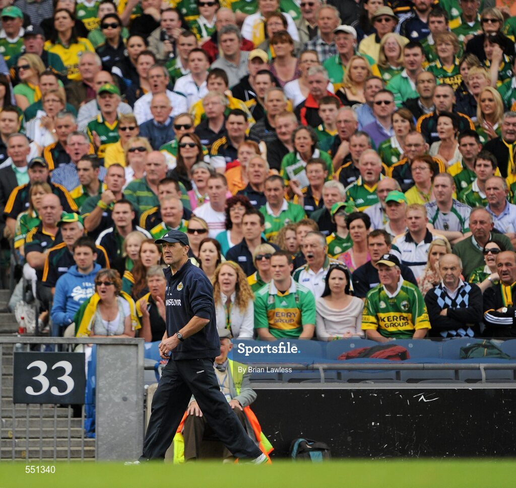 21 August 2011; Kerry manager Jack O'Connor walks the sideline during the match. GAA Football All-Ireland Senior Championship Semi-Final, Mayo v Kerry, Croke Park, Dublin. Picture credit: Brian Lawless / SPORTSFILE
