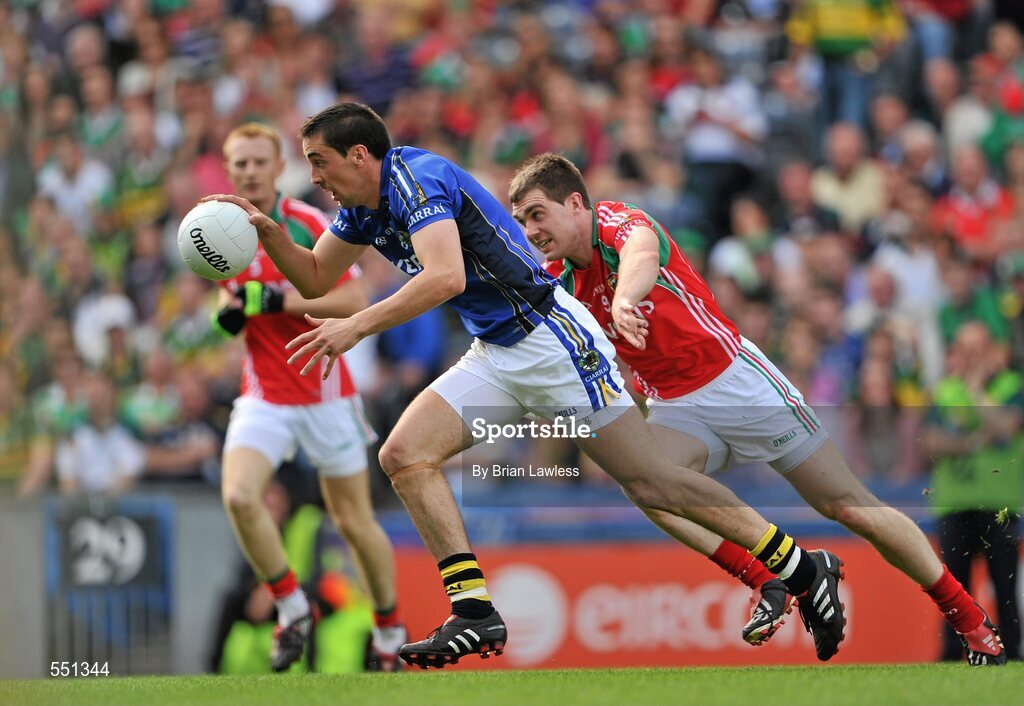 21 August 2011; Anthony Maher, Kerry, in action against Seamus O'Shea, Mayo. GAA Football All-Ireland Senior Championship Semi-Final, Mayo v Kerry, Croke Park, Dublin. Picture credit: Brian Lawless / SPORTSFILE