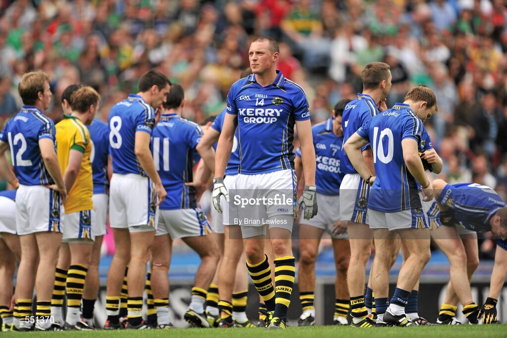 21 August 2011; Kerry's Kieran Donaghy and his team-mates prepare for the start of the match. GAA Football All-Ireland Senior Championship Semi-Final, Mayo v Kerry, Croke Park, Dublin. Picture credit: Brian Lawless / SPORTSFILE