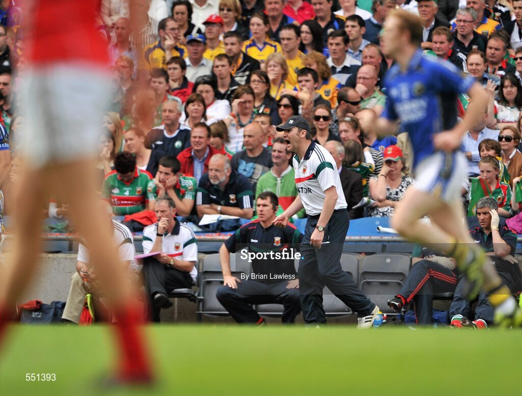 21 August 2011; Mayo manager James Horan during the match. GAA Football All-Ireland Senior Championship Semi-Final, Mayo v Kerry, Croke Park, Dublin. Picture credit: Brian Lawless / SPORTSFILE