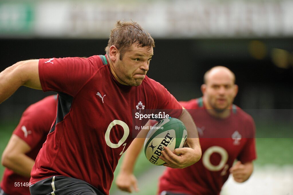 25 August 2011; Ireland's Mike Ross in action during a team training session ahead of their Rugby World Cup warm-up game against England on Saturday. O2 Ireland Rugby Team Training Session, Aviva Stadium, Lansdowne Road, Dublin. Picture credit: Matt Browne / SPORTSFILE
