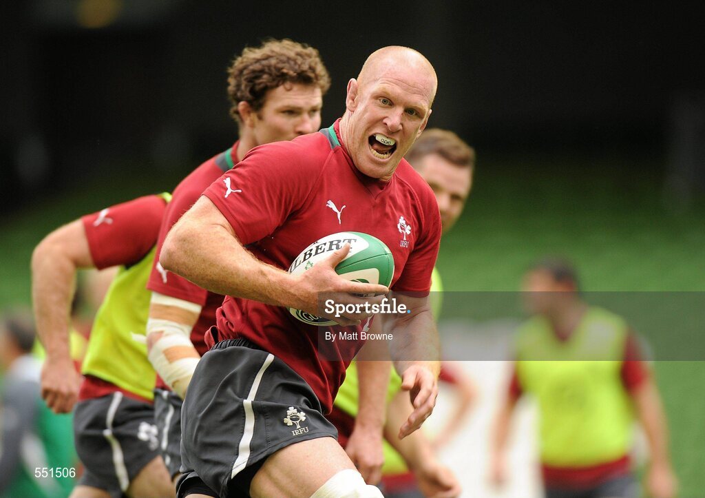 25 August 2011; Ireland's Paul O'Connell in action during a team training session ahead of their Rugby World Cup warm-up game against England on Saturday. O2 Ireland Rugby Team Training Session, Aviva Stadium, Lansdowne Road, Dublin. Picture credit: Matt Browne / SPORTSFILE