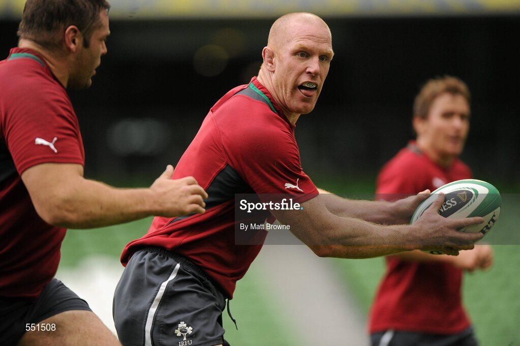 25 August 2011; Ireland's Paul O'Connell in action during a team training session ahead of their Rugby World Cup warm-up game against England on Saturday. O2 Ireland Rugby Team Training Session, Aviva Stadium, Lansdowne Road, Dublin. Picture credit: Matt Browne / SPORTSFILE