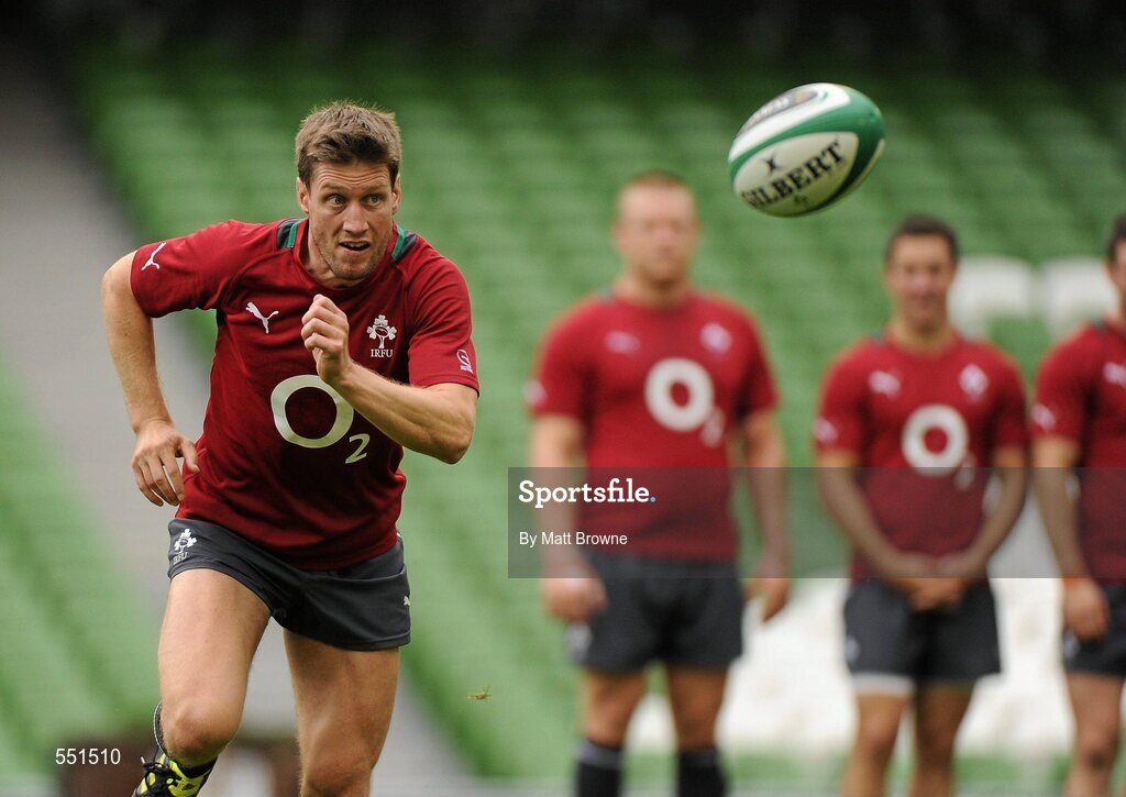 25 August 2011; Ireland's Ronan O'Gara in action during a team training session ahead of their Rugby World Cup warm-up game against England on Saturday. O2 Ireland Rugby Team Training Session, Aviva Stadium, Lansdowne Road, Dublin. Picture credit: Matt Browne / SPORTSFILE
