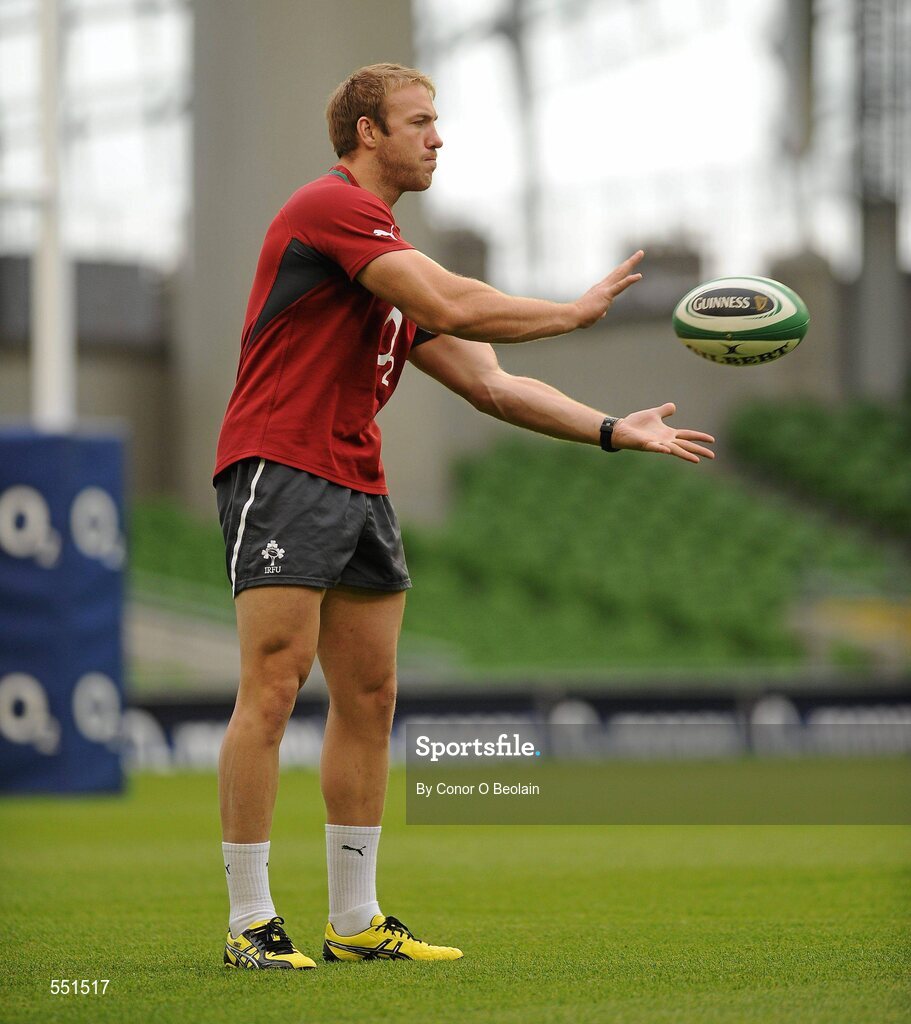 25 August 2011; Ireland's Stephen Ferris in action during a team training session ahead of their Rugby World Cup warm-up game against England on Saturday. O2 Ireland Rugby Team Training Session, Aviva Stadium, Lansdowne Road, Dublin. Picture credit: Conor O Beolain / SPORTSFILE
