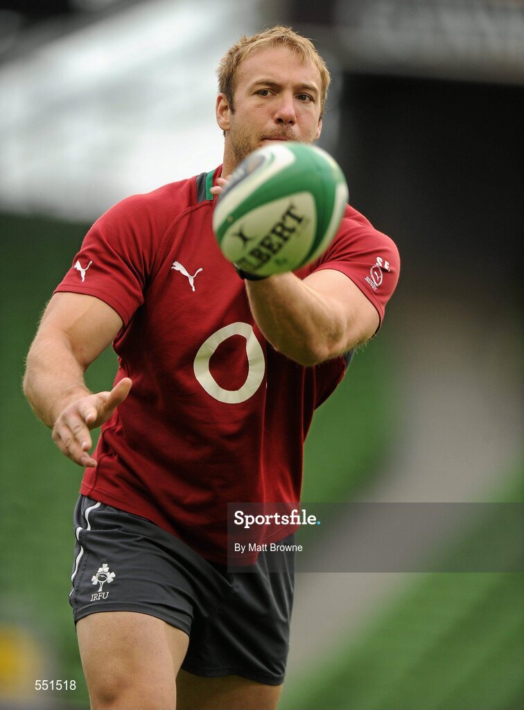 25 August 2011; Ireland's Stephen Ferris in action during a team training session ahead of their Rugby World Cup warm-up game against England on Saturday. O2 Ireland Rugby Team Training Session, Aviva Stadium, Lansdowne Road, Dublin. Picture credit: Matt Browne / SPORTSFILE