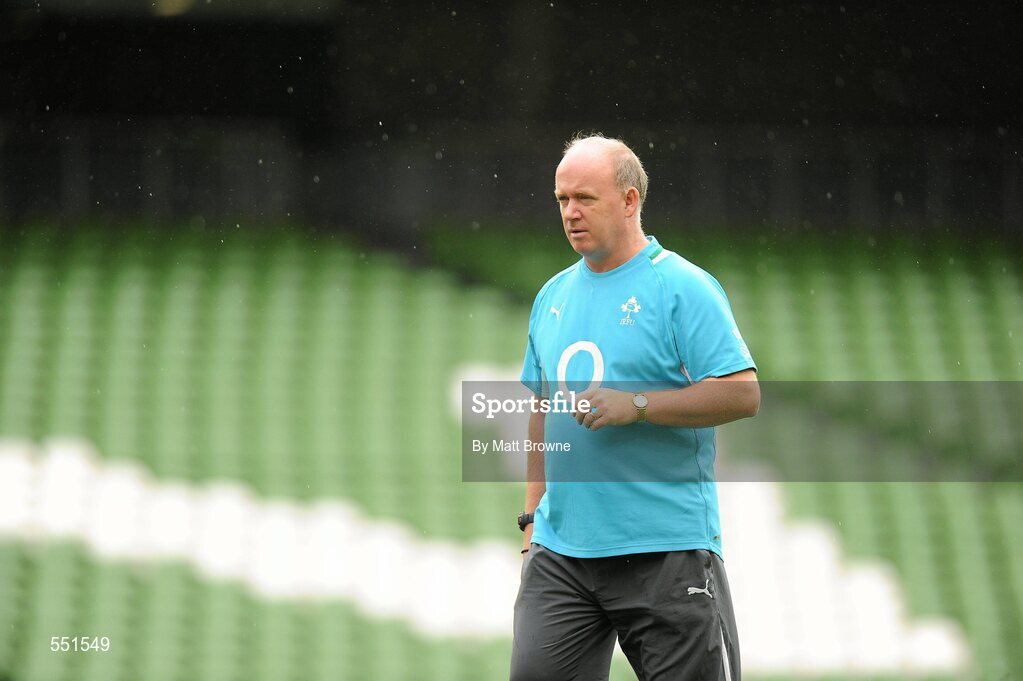 25 August 2011; Ireland Head Coach Declan Kidney during a team training session ahead of their Rugby World Cup warm-up game against England on Saturday. O2 Ireland Rugby Team Training Session, Aviva Stadium, Lansdowne Road, Dublin. Picture credit: Matt Browne / SPORTSFILE