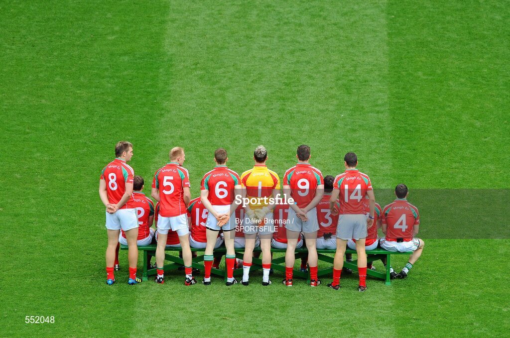 21 August 2011; The Mayo team stand for the team photograph. GAA Football All-Ireland Senior Championship Semi-Final, Mayo v Kerry, Croke Park, Dublin. Picture credit: Dáire Brennan / SPORTSFILE