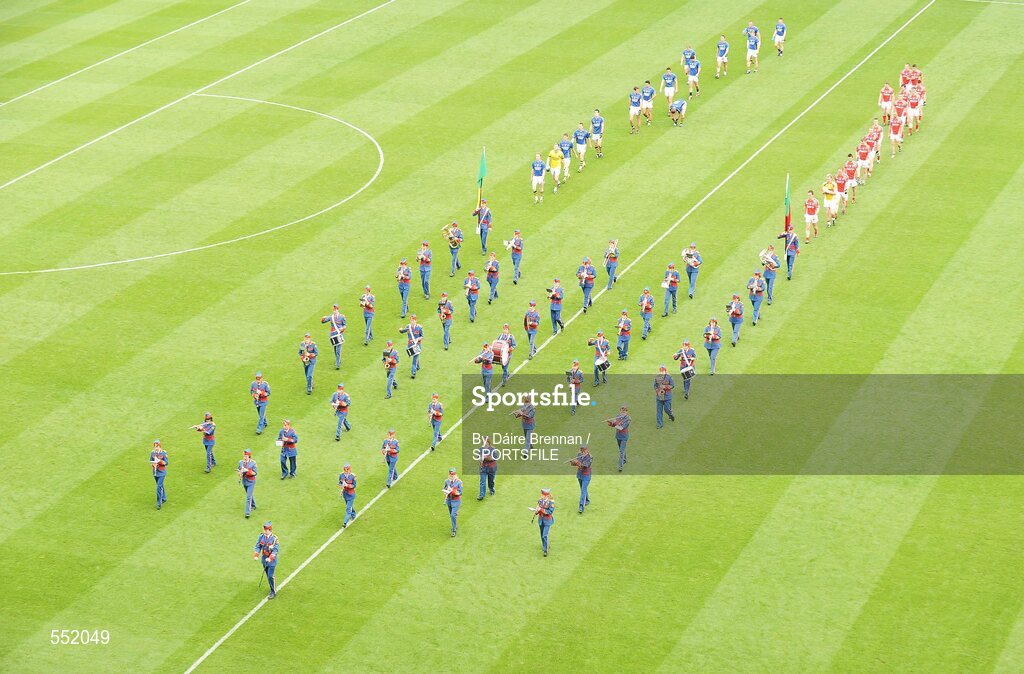 21 August 2011; The Kerry and Mayo teams follow the Artane School of Music Band during the pre-match parade. GAA Football All-Ireland Senior Championship Semi-Final, Mayo v Kerry, Croke Park, Dublin. Picture credit: Dáire Brennan / SPORTSFILE