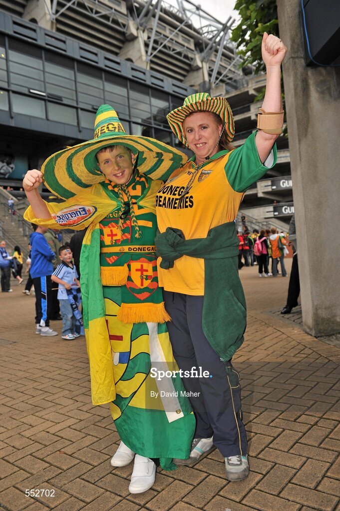 28 August 2011; Donegal supporters Daniel Moran, with his mother Angela, from Greedore, Co. Donegal. Supporters at the GAA Football All-Ireland Championship Semi-Finals, Croke Park, Dublin. Picture credit: David Maher / SPORTSFILE