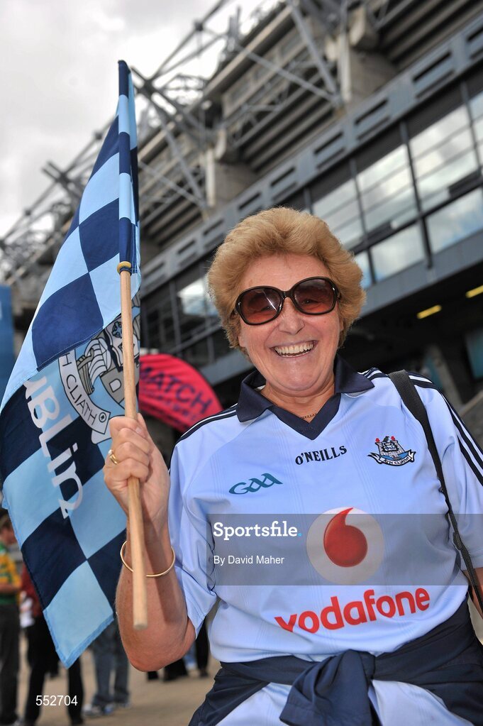 28 August 2011; Dubin supporter Pauline McCormack, from Rahany, Co. Dublin. Supporters at the GAA Football All-Ireland Championship Semi-Finals, Croke Park, Dublin. Picture credit: David Maher / SPORTSFILE