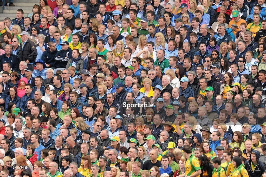28 August 2011; Dublin and Donegal supporters in the Hogan Stand during the GAA Football All-Ireland Championship Semi-Finals, Croke Park, Dublin. Picture credit: Ray McManus / SPORTSFILE