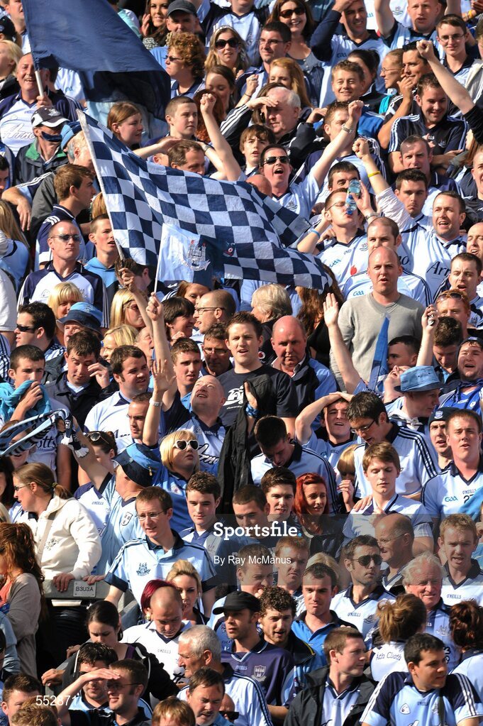 28 August 2011; Dublin supporters celebrate on Hill 16 after the game. GAA Football All-Ireland Championship Semi-Finals, Croke Park, Dublin. Picture credit: Ray McManus / SPORTSFILE