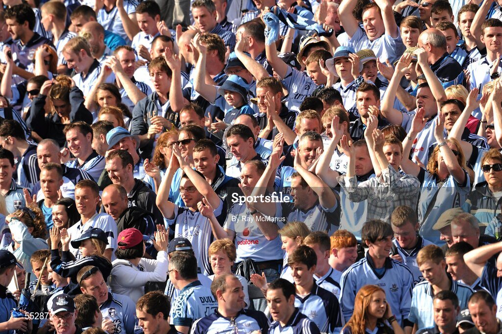 28 August 2011; Dublin supporters on Hill 16 after the game. GAA Football All-Ireland Championship Semi-Finals, Croke Park, Dublin. Picture credit: Ray McManus / SPORTSFILE